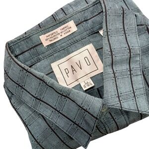 PAVO Men's Size Large Green Black Plaid‎ Long Sleeve Shirt